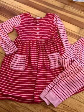 Hanna Andersson stripes dress & legging set 140/ us 10